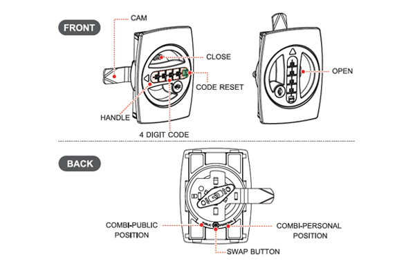 Ebco Combination Lock 4 Digit - Steel Cupboard